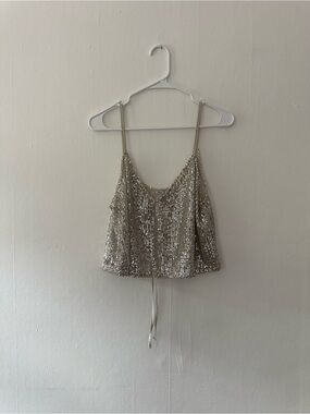 Zara Champagne Sequin Cami Top